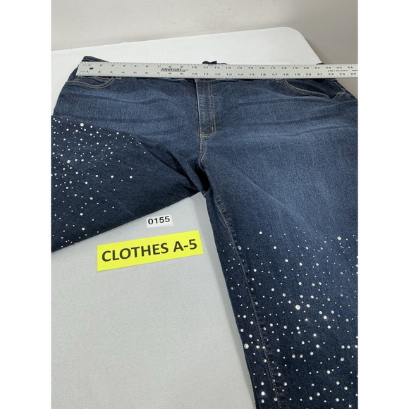 Womans Excellent Condition Denim 24/7 Blue Jeans 24W Stud Accent 0155/A-5 - Picture 6 of 9